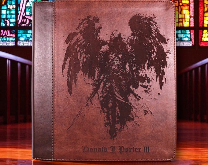 Personalized ESV Journaling Bible | Michael the Archangel and Custom Name Engraved | Lined Margins for Notetaking | Custom Christian Gift