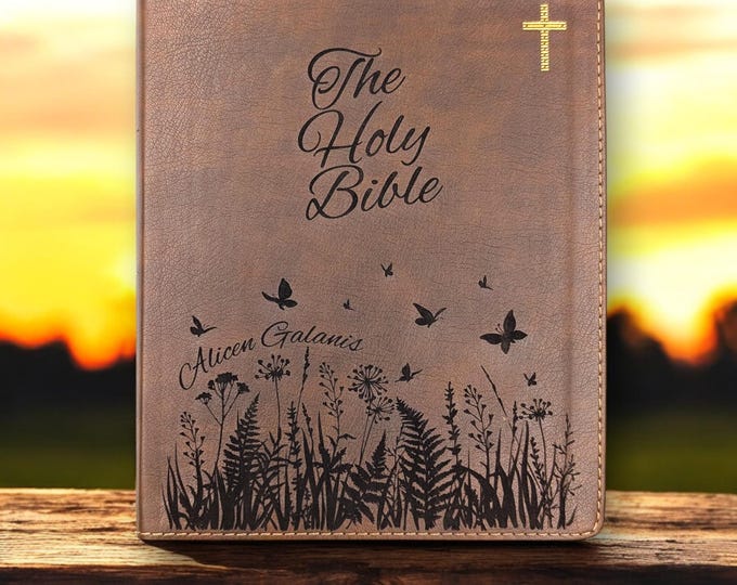 Personalized Wildflower NIV Journal Bible | Custom Laser Engraved Bible | Personalized NIV Journal Bible | Christian Gift for Her