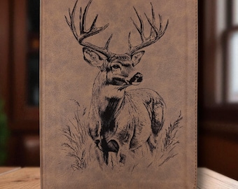 Personalized KJV Bible: Engraved Deer, Wide Margin, Brown
