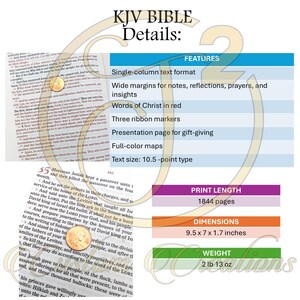 Personalized KJV Bible: Engraved Lion and Jesus, Wide Margin, Brown Leatherlike image 8