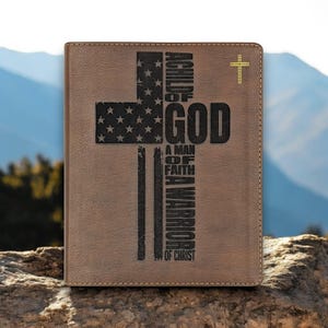 Personalized NIV Journal Bible with Warrior of Christ Cross Engraving | Journaling Bible for Him | Christian and Baptism Gift for Men