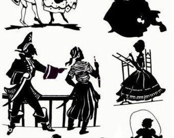 printable art vintage Victorian people silhouette collage sheet clipart png jpg downloadable digital download vintage image graphics