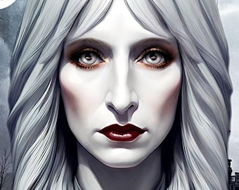 Vampire Witch original art print 8x10 inch fantasy dark portrait art print digital paintings