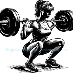 Mujer levantando pesas png, fisicoculturista femenina png, clipart de mujer musculosa jpg, arte imprimible de fitness, descarga de impresión digital de ícono de logotipo,