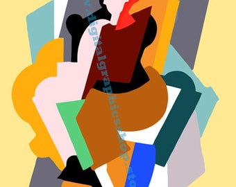 Albert Gleizes, 1920s figure, abstract woman, printable wall art, png svg jpg, abstract wall art digital download, instant download art