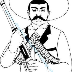 Emiliano Zapata mexican cowboy png svg clipart revolutionary svg printable cowboy art, mexico, digital instant download coloring page