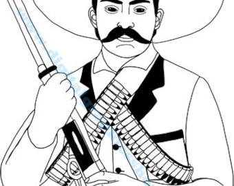 Emiliano Zapata mexican cowboy png clipart revolutionary cowboy svg vector, printable cowboy art, mexico, digital instant download