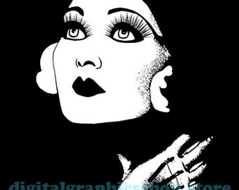 1920s  flapper girl, pinup, fashion printable art, beautiful womans face, portrait, clipart png, jpg, instant download, digital print