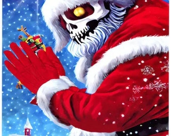 skeleton Santa claus scary christmas -original art - dark fantasy 8x10 inch dark horror gothmas art semi gloss print