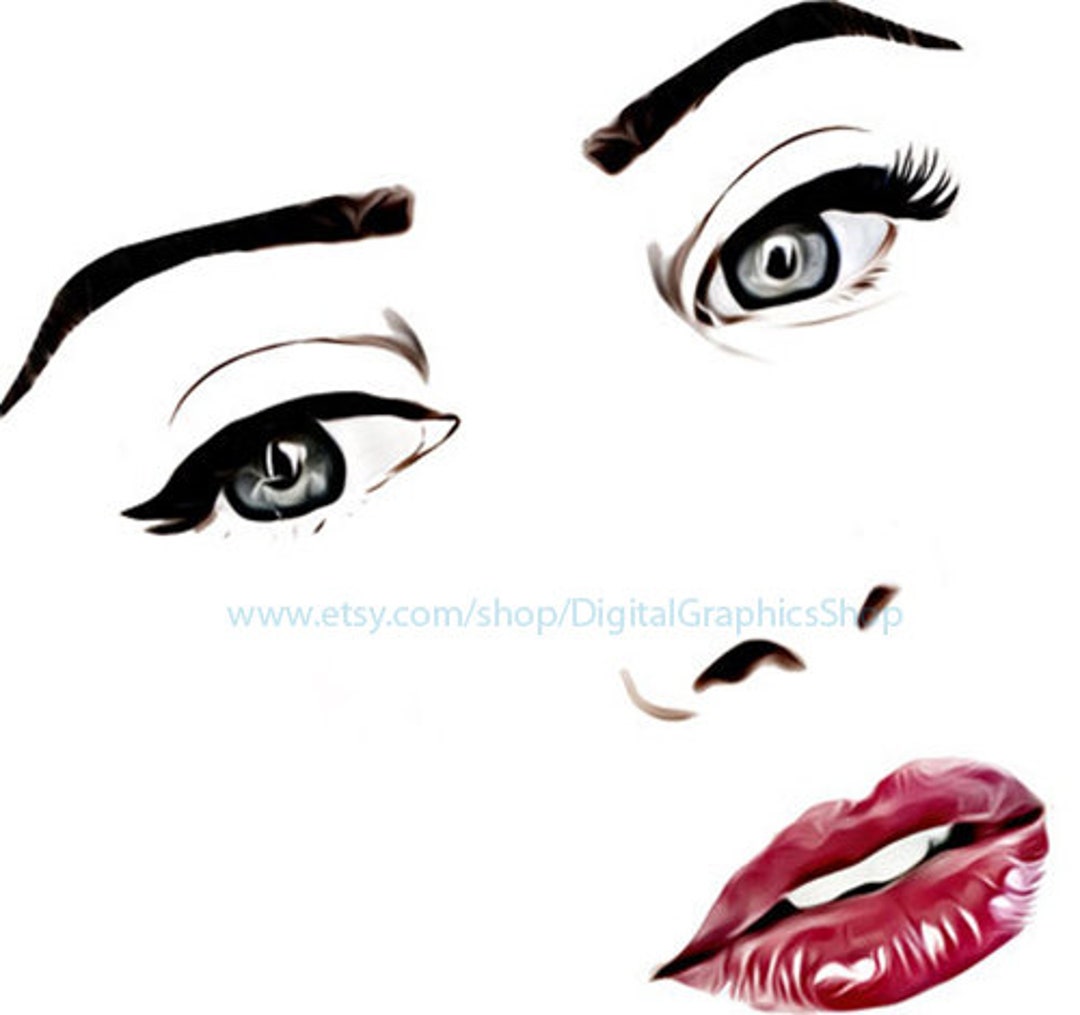 Cara de mujer png ojos pestañas largas labios rojos - Etsy México Cara de mujer png ojos pestañas largas labios rojos - Etsy México