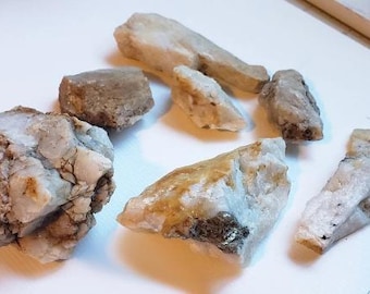 7 pc white milky Quartz crystal Rock nugget stones gemstone 1lb raw quartzite