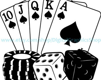 dice cards poker chips casino clipart png svg printable art digital instant download gambling Vector Image shirt Sublimation File, Cut File