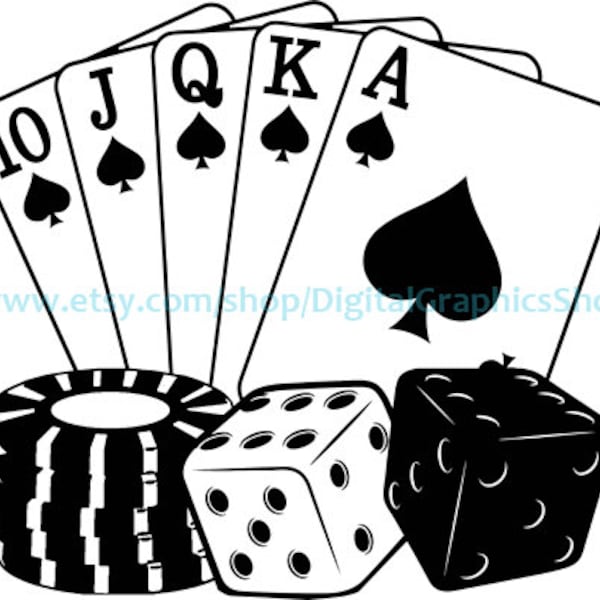 dice cards poker chips casino clipart png svg printable art digital instant download gambling Vector Image shirt Sublimation File, Cut File