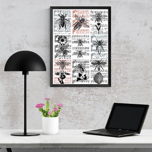 Vintage Bumblebee Sheet Music Collage: ACEO Clip Art (Digital Download)