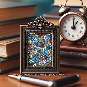 The Ancients abstract original aceo art painting modern colorful miniature art acrylics markers mixed media