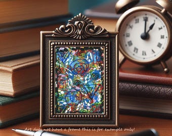 The Ancients abstract original aceo art painting modern colorful miniature art acrylics markers mixed media