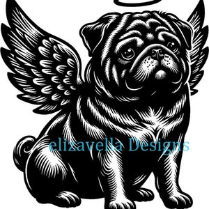 black pug angel dog png, dog clipart, pet memorial printable art, instant download, animal clipart png jpg pedigrees dog breeds canines