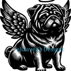 zwarte pug engel hond png, hond clipart, huisdier memorial afdrukbare kunst, instant download, dierlijke clipart png jpg stambomen hondenrassen hoektanden
