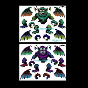 Fledermaus Monster Mann Papierpuppe Collage Blatt, digitaler Download, Kinder druckbare Halloween-Bastelarbeiten