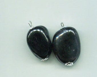 black agate stone bead drop pendants gemstone charms natural boho jewelry supply