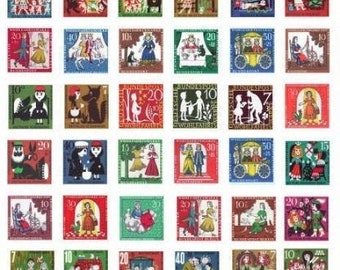 vintage German fairytales 1 inch squares fantasy art digital download collage sheet clipart graphics craft printables for pendants