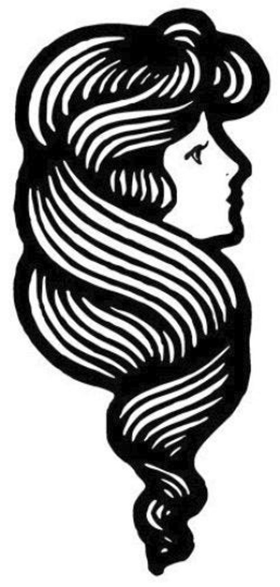 womans face long wavy hair salon logo icon clipart jpg png printable wall art digital download makeup beauty graphics images digital stamp