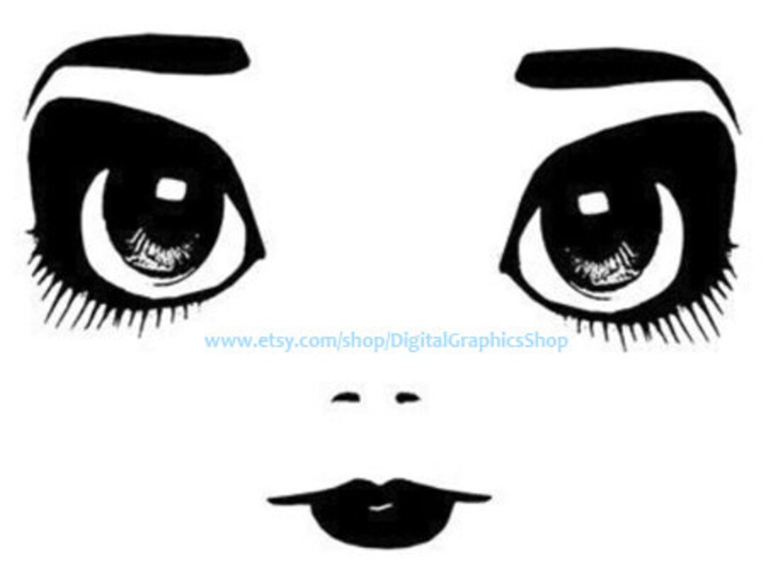 Big Eye Girl Eyes Lips Art Face Clipart Png Jpg Download Etsy