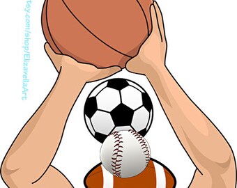 play ball sports graphics art clipart png jpg svg downloadable image digital download art basketball baseball football soccer