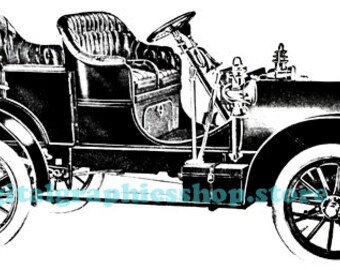 Old Antique classic convertible car clipart png automobile printable art digital print instant download image graphics