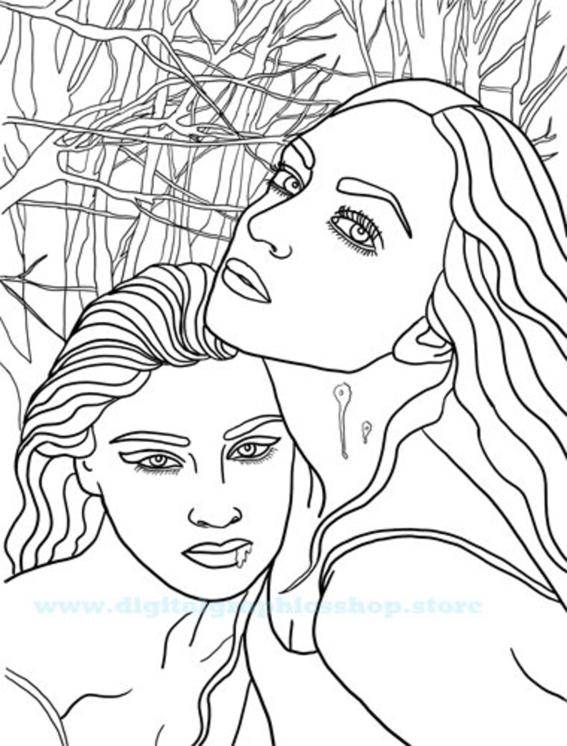 Lesbian Vampire Lovers Adult Coloring Page Pinup Girls - Etsy Canada