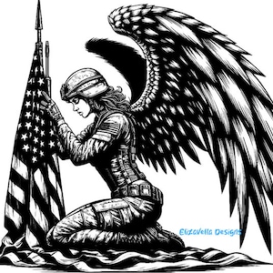 Soldado americano ángel mujer png bandera de EE. UU. png, arte patriótico logo militar veterinario clipart America Proud Logo jpg Clipart