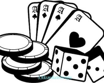 dice cards poker chips casino clipart png jpg svg 4 of a kind aces printable art digital instant download gambling icons graphics