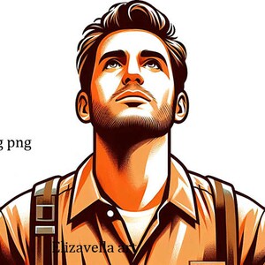 cara del hombre mirando hacia el cielo png imprimible arte clipart jpg color ilustración descarga digital