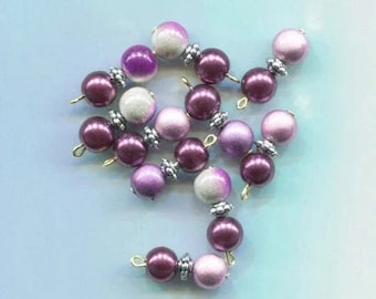 purple pearl bead drop charms acrylic glass pendants 10pc jewelry supply