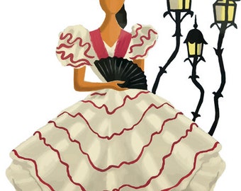 flamenco dancers, spanish dancer, spain travel poster printable art, clipart png overlay, digital instant download,
