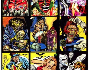 Horror monsters art collage print ghouls zombies creatures altered art - dark fantasy 8x10 inch semi gloss print