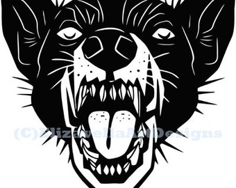 mean vicious dog head png, vector clipart, jpg, png, svg, printable, instant download, animals, pets, digital print