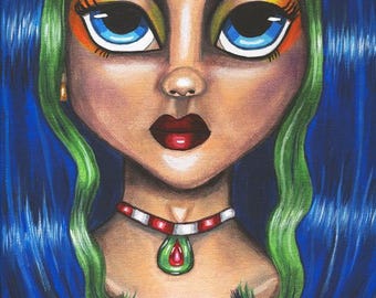 Sugar Plum Fairy big eye fairy girl original art painting fairytale fantasy art print
