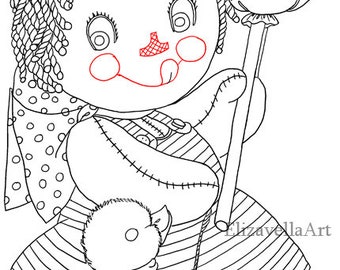 rag doll SVG, Cute doll SVG, doll png Clipart, Cut File, doll coloring page, line art nursery room decor