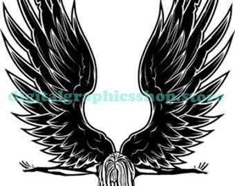 fallen Angel Woman, Pinup Girl, printable art clipart png jpg instant download digital downloadable image graphics designs