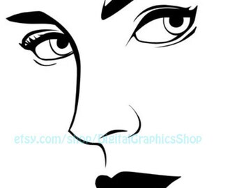 eyes and lips womans face clipart png, printable wall art, instant download, digital print, makeup graphics design