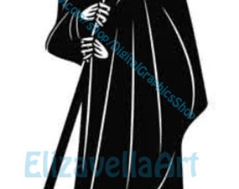 Grimm reaper skeleton png clipart santa muerte png jpg printable art instant digital download skull silhouette