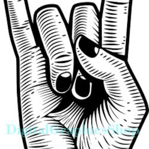 mans hand rocker horns sign art music clipart jpg png overlay printable digital print instant download