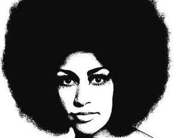 1960s beautiful black african womans face printable wall art instant download clipart png jpg afro hair digital image graphics