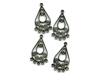 teardrop charms filigrees chandelier earring charms antique silver 27mm x 30mm