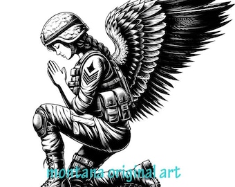 angel woman american soldier kneeling praying png, jpg patriotic art logo military vet clipart America Proud Logo jpg Clipart