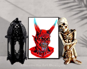 red devil monster, demons, original abstract art, clipart, png jpg svg digital print, instant download, image printables