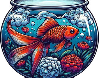 goldfish bowl png art printable animal fish png clipart pets jpg instant digital download