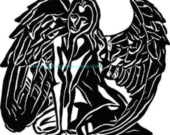 abstract nude angel woman printable art clipart png jpg instant download silhouette digital print out