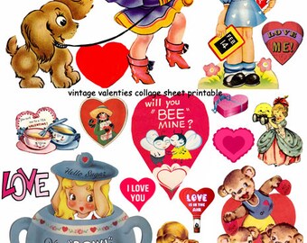 Vintage Valentine Cards Printable Vintage Ephemera Digital Collage Sheet Digital Download